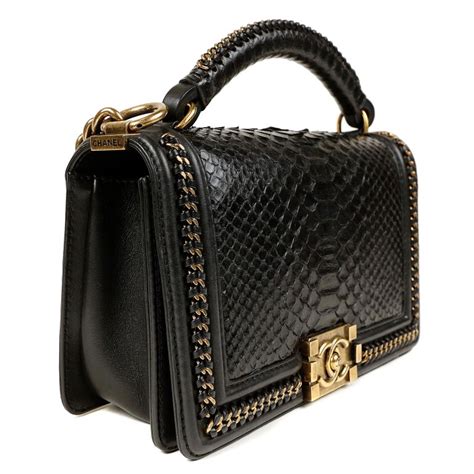 black python chanel boy bag|chanel python bags price.